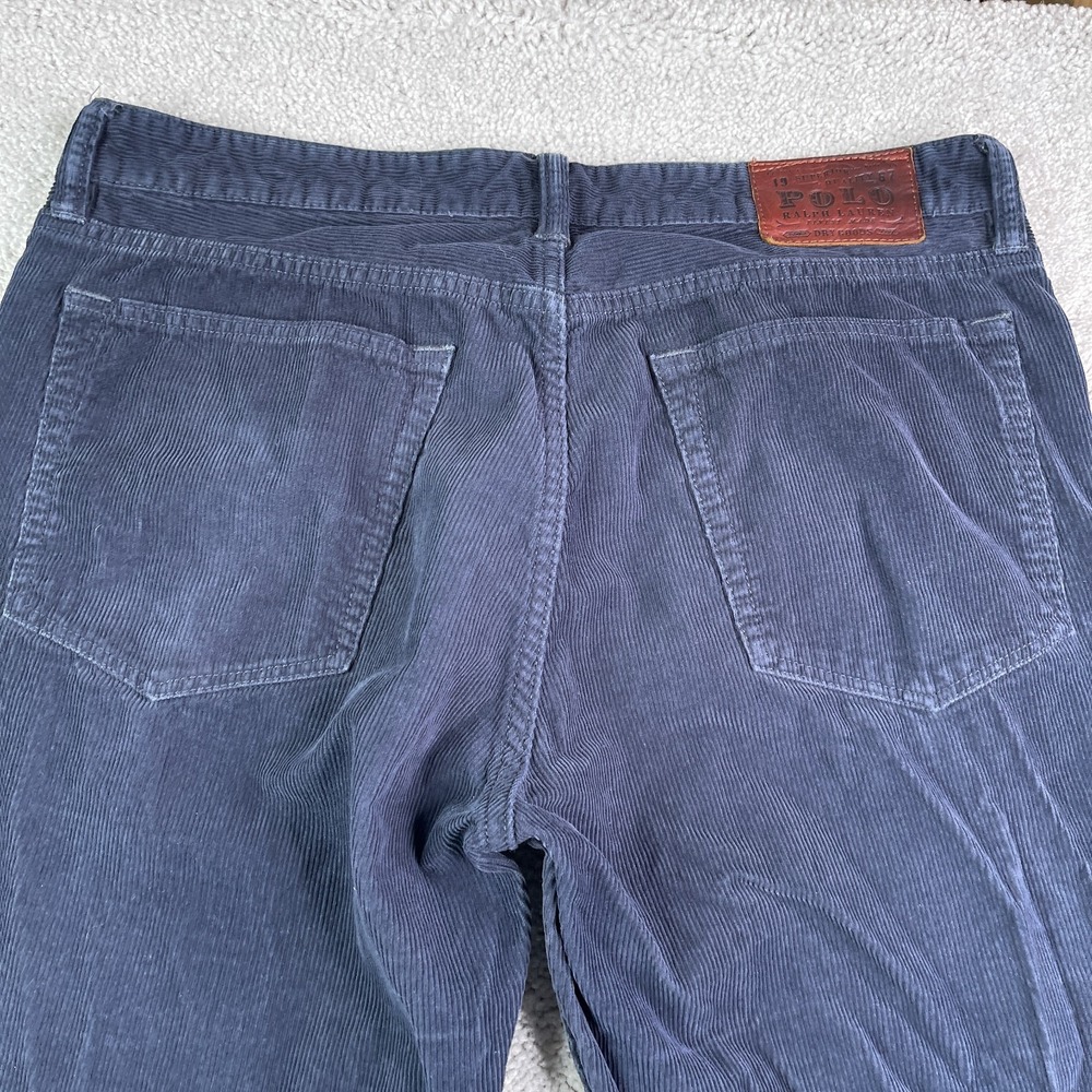 Vintage Polo Ralph Lauren Pants Mens 34x34 Blue Corduroy 650 Straight Cords - Picture 10 of 14